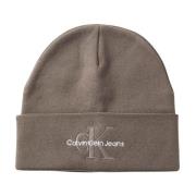 Beige Wollen Gebreide Muts Unisex Minimalistisch Calvin Klein , Beige ...