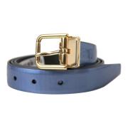 Metalen Blauw Leren Riem met Gouden Gesp Dolce & Gabbana , Blue , Unis...