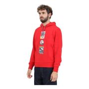 Rode hoodie met grafisch ontwerp Napapijri , Red , Heren