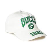 Logo Baseball Cap Wit/Groene Hoed Gucci , White , Heren