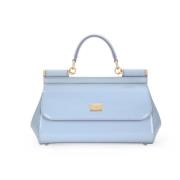 Babyblauwe Crossbody Tas met Patentafwerking Dolce & Gabbana , Blue , ...