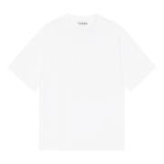 Witte Katoenen Ronde Hals T-Shirt Ganni , White , Dames