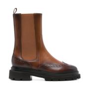 Leren kalfsboot met rubberen zool Santoni , Brown , Dames