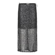 Pailletten Split Rok Love & Divine , Black , Dames