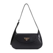 Zwarte Schoudertas met Gouden Hardware Prada , Black , Dames