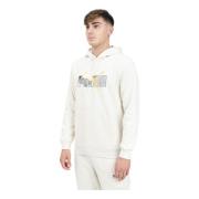 Hoodie met Logo Print Puma , White , Heren