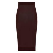 Bordeaux Gebreide Pencil Rok Saint Laurent , Red , Dames