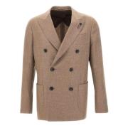 Kasjmier Blazer Prins van Wales Ruit Lardini , Brown , Heren