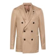 Beige Twill Weave Special Blazer Lardini , Beige , Heren