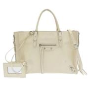 Pre-owned Leather handbags Balenciaga Vintage , White , Dames