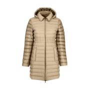 Lange gewatteerde jas met capuchon - Beige Jott , Beige , Dames