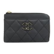 Pre-owned Leather wallets Chanel Vintage , Black , Dames