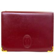 Pre-owned Leather clutches Cartier Vintage , Red , Dames