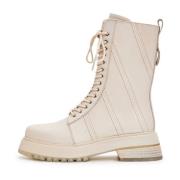 Leren Veterschoenen Enkellaarsjes - Beige Cesare Gaspari , Beige , Dam...