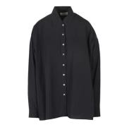 Poplin Overhemd met Klassieke Kraag Ottod'Ame , Black , Dames