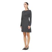 Polka Dot Korte Jurk Elegant Retro Mar De Margaritas , Black , Dames