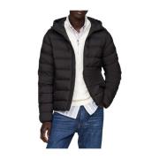 Zwarte gewatteerde jas met capuchon Tommy Hilfiger , Black , Heren