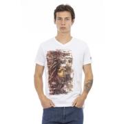 Korte Mouw V-hals T-shirt Trussardi , White , Heren