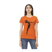 Casual T-shirt met ronde hals Trussardi , Orange , Dames