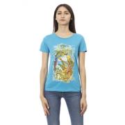 Casual korte mouw ronde hals T-shirt Trussardi , Blue , Dames