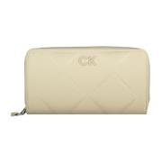 Beige Damesportemonnee Rfid Rits Sluiting Calvin Klein , Beige , Dames