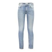 Blauwe Denim Jeans met Gewassen Effect Calvin Klein , Blue , Heren