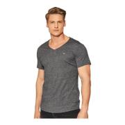 Basis V-hals T-shirt - Geborduurd Logo Tommy Jeans , Gray , Heren