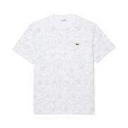 Bloemenprint Katoenen T-shirt Lacoste , White , Heren