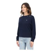 Blauwe Crew Neck Sweater met Krokodil Applique Lacoste , Blue , Dames