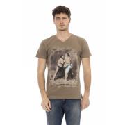 Korte Mouw V-hals T-shirt Trussardi , Brown , Heren