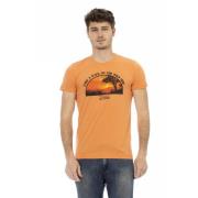 Casual korte mouw ronde hals T-shirt Trussardi , Orange , Heren