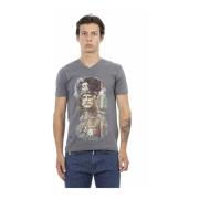 Korte Mouw V-hals T-shirt Trussardi , Gray , Heren