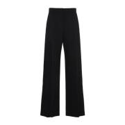 Zwarte Wollen Broek Elegant Comfortabel Valentino , Black , Dames