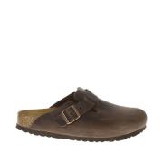 Leren Gesp Klomp Schoen Birkenstock , Brown , Heren