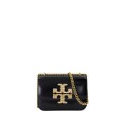 Omkeerbare schoudertas in zwart leer Tory Burch , Black , Dames