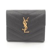 Pre-owned Leather wallets Saint Laurent Vintage , Black , Dames