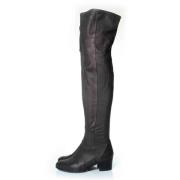 Pre-owned Leather boots Chanel Vintage , Gray , Dames