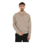 Hoodie met rits en fluwelen details Emporio Armani , Beige , Heren