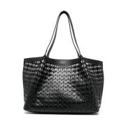 Zwarte Geweven Leren Tote Tas Serapian , Black , Dames