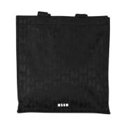 Nylon Shopper Tas met Logo Detail Msgm , Black , Unisex