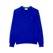 Blauwe Merinowol Ronde Hals Trui Lacoste , Blue , Heren