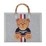 Eco-leren tote tas met bamboe handvatten Rue Madam , Gray , Dames