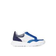 Geperforeerde Court Sneakers Wit/Marineblauw/Oceaanblauw Alexander McQ...