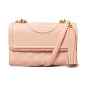 Diamantgestikte leren schoudertas Tory Burch , Pink , Dames