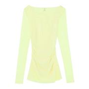 Mesh-Top Longsleeve Gele Shirt Patrizia Pepe , Yellow , Dames