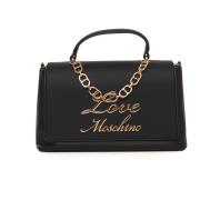 Stijlvolle Handtas met Metalen Logo Detail Love Moschino , Black , Dam...