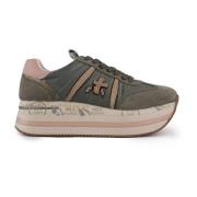 Groene Leren en Stoffen Sneakers Premiata , Green , Dames