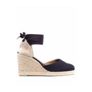 Blauwe Wedge Espadrilles met Logo Hak Castañer , Blue , Dames