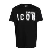 Iconisch Logo Spray T-shirt Dsquared2 , Black , Heren