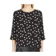 Zijden gestippelde blouse regular fit Max Mara , Black , Dames